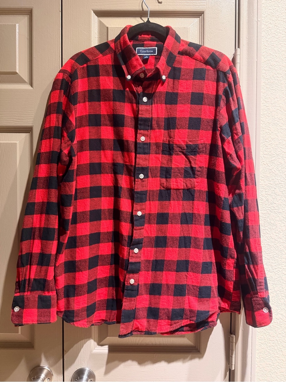 Club Room Red and Black Plaid Button-Up Shirt